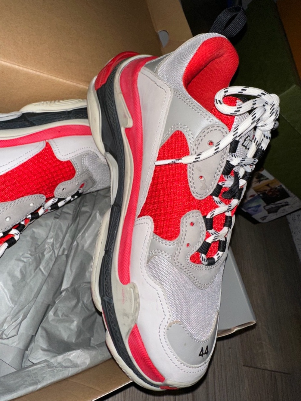 Balenciaga Triple S Sneakers in Red, White, Gray - Picture 3 of 4